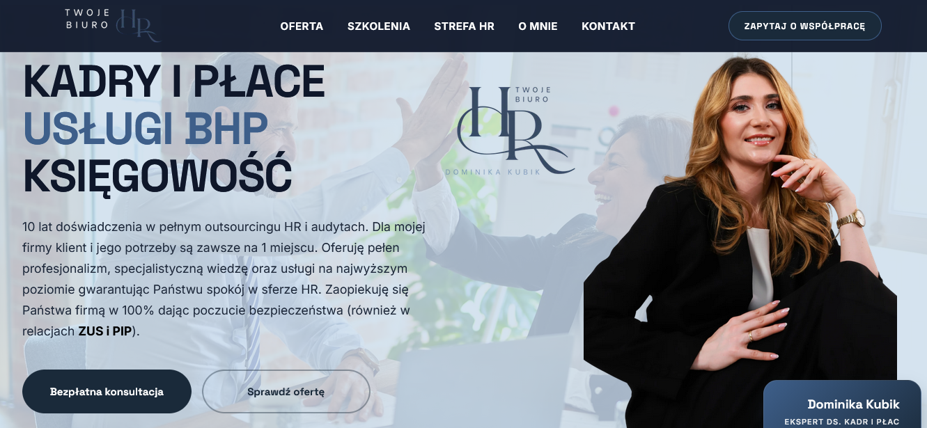 Strona dla biura rachunkowego Twoje Biuro HR