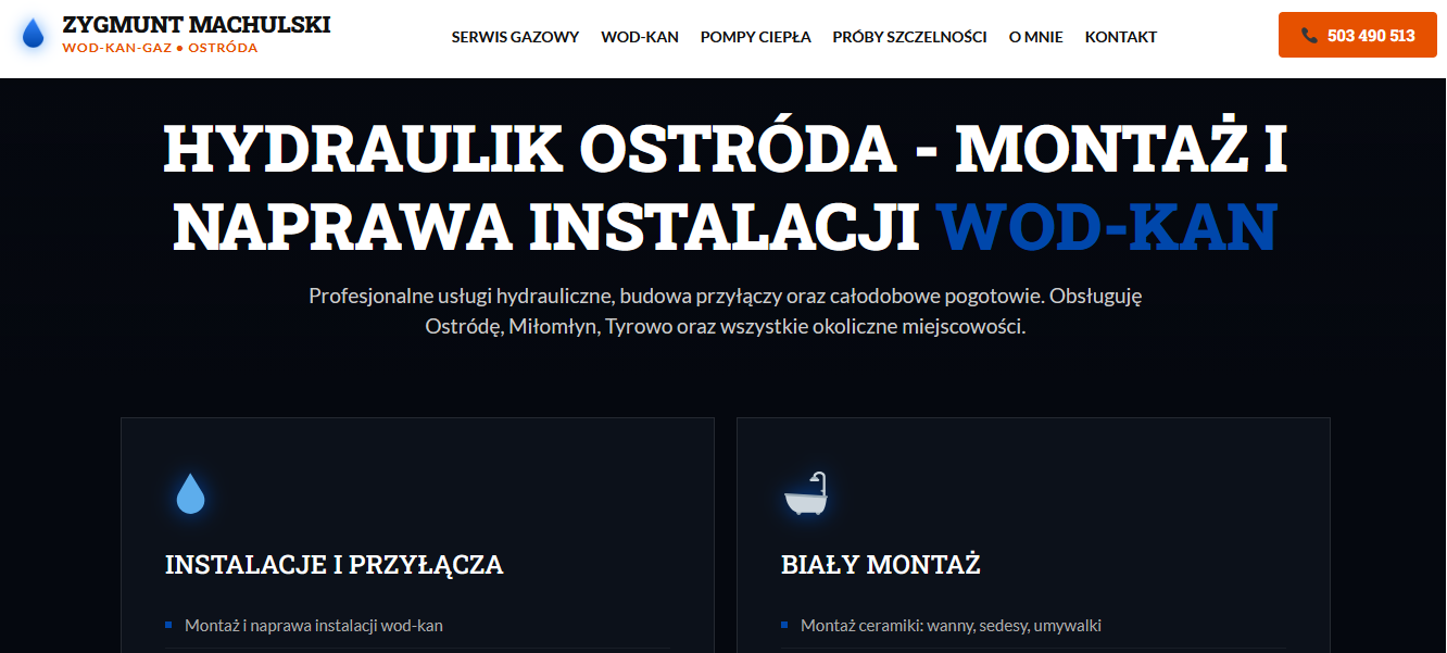 Pozycjonowanie usług wod-kan w Ostródzie